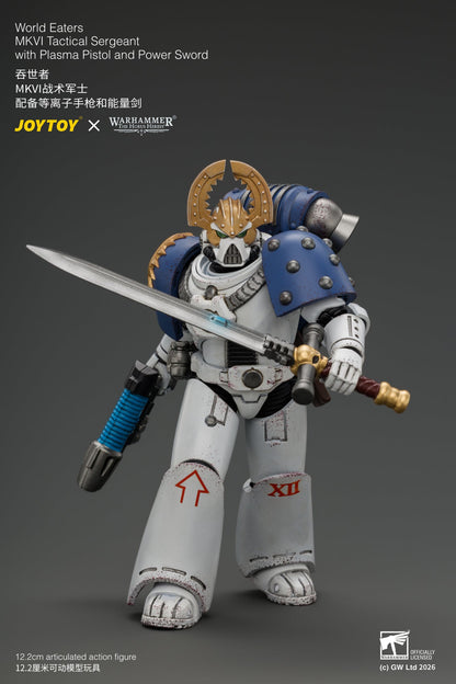 (18/9) World Eaters MKVI Tactical Sergeant with Plasma Pistol and Power Sword - Warhammer "The Horus Heresy" 1/18 Action Figure By JOYTOY