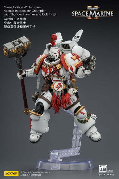 (15/6 CUTOFF) Game Edition White Scars Assault Intercessor Champion with Thunder Hammer and Bolt Pistol Primarch-Warhammer 40k 1/18 Action Figure By JOYTOY