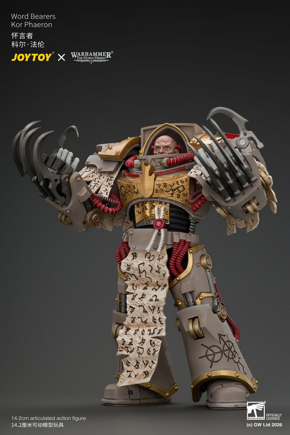 (29/10/2026) Word Bearers Kor Phaeron with Patriarch's Claws - "The Horus Heresy" Warhammer 1/18 Action Figure By JOYTOY