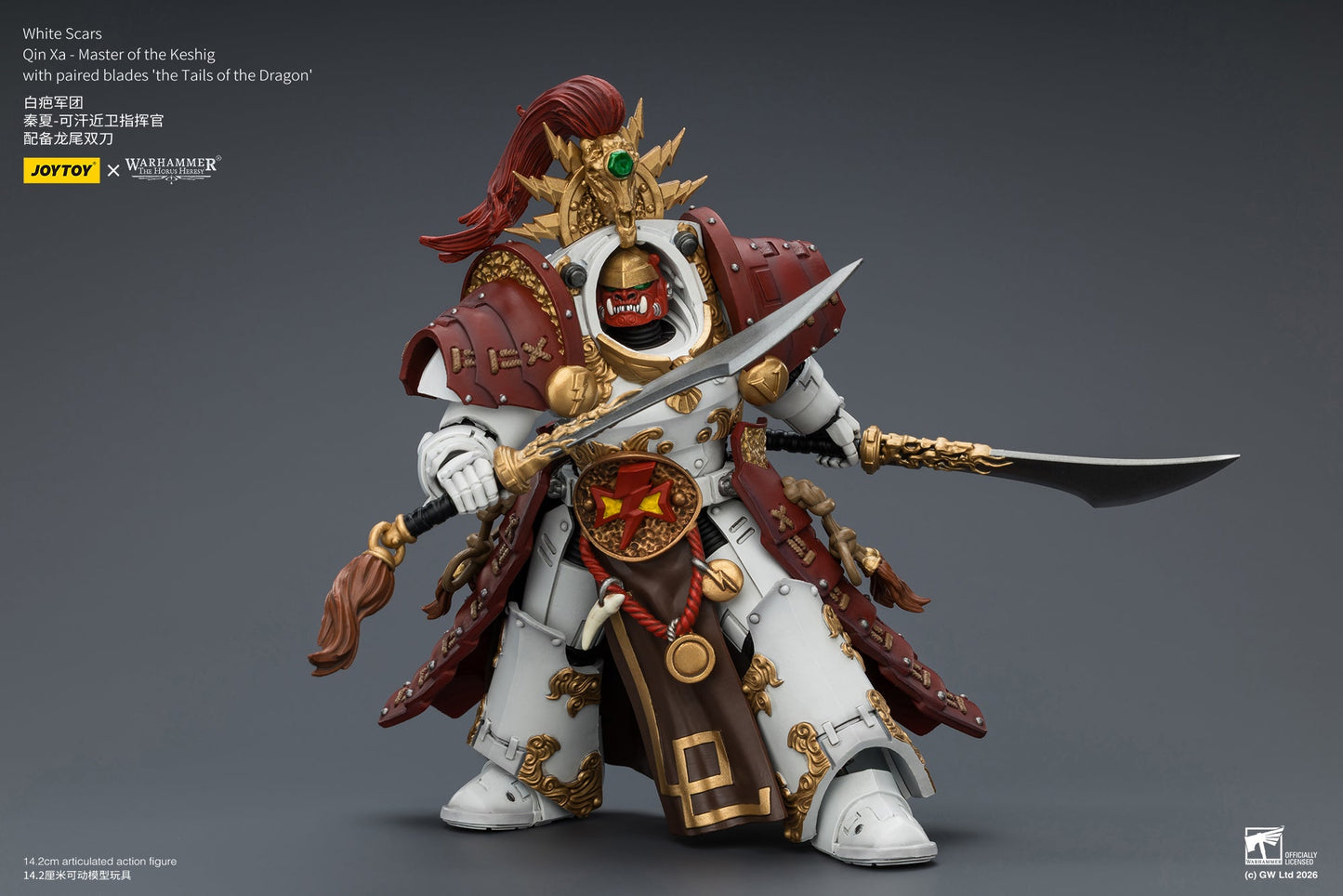 (20 MAR CUTOFF) White Scars Qin Xa & Hibou Khan &Contemptor Dreadnought-Warhammer 40k 1/18 Action Figure By JOYTOY