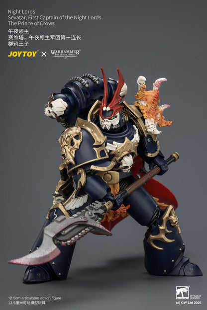 (30/6)Night Lords Sevatar, First Captain of the Night Lords The Prince of Crows - "The Horus Heresy" Warhammer 40k 1/18 Action Figure By JOYTOY