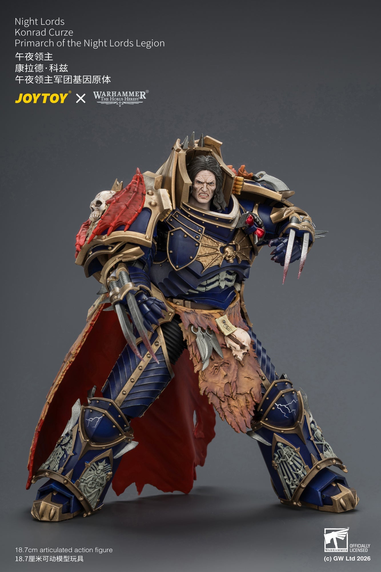 (25/8) Night Lords Konrad Curze Primarch of the Night Lords Legion - "The Horus Heresy" Warhammer 30k 1/18 Action Figure By JOYTOY