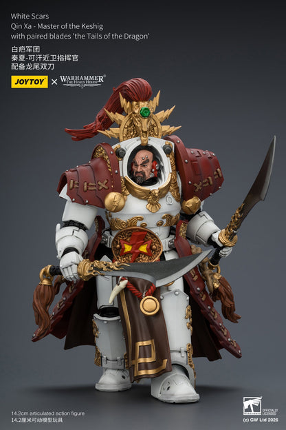 (20 MAR CUTOFF) White Scars Qin Xa & Hibou Khan &Contemptor Dreadnought-Warhammer 40k 1/18 Action Figure By JOYTOY