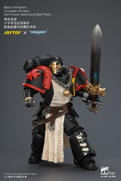 (25/7) Black Templars Crusader Ancient with Power Sword and Bolt Pistol - Warhammer 40K 1/18 Action Figure By JOYTOY