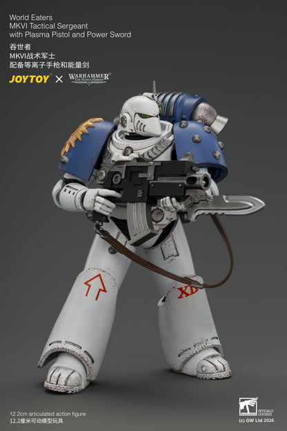 (18/9) World Eaters MKVI Tactical Sergeant with Plasma Pistol and Power Sword - Warhammer "The Horus Heresy" 1/18 Action Figure By JOYTOY