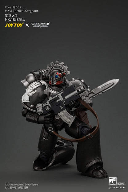 (29/10/2026) Iron Hands MkVI Tactical Sergeant with Bolter, Plasma Pistol & Power sword - "The Horus Heresy" Warhammer 1/18 Action Figure By JOYTOY