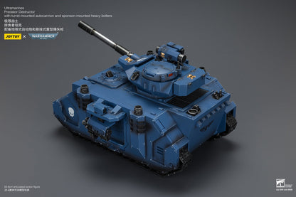 (20/5 CUTOFF) Ultramarines Predator Destructor with turret-mounted autocannon and sponson-mounted heavy bolters  - Warhammer 40K 1/18 Action Figure By JOYTOY