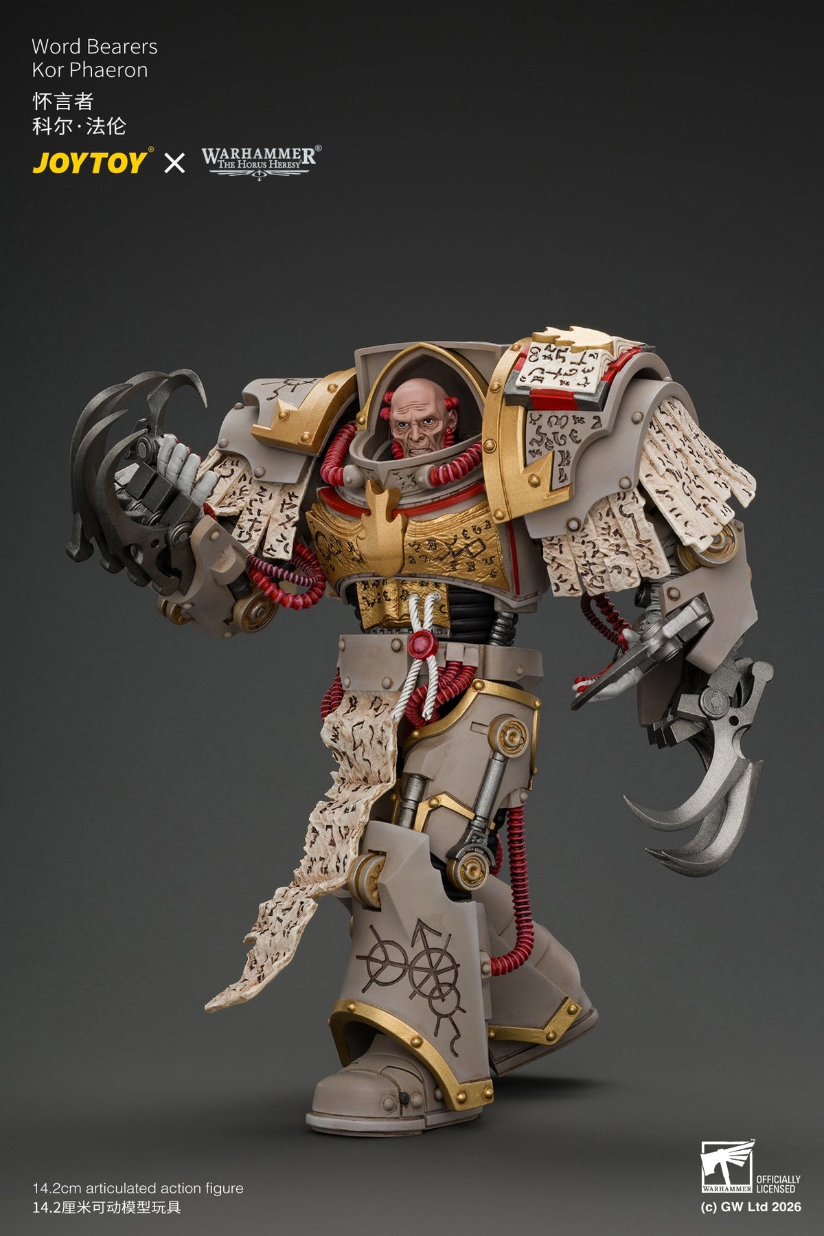 (29/10/2026) Word Bearers Kor Phaeron with Patriarch's Claws - "The Horus Heresy" Warhammer 1/18 Action Figure By JOYTOY
