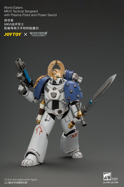 (18/9) World Eaters MKVI Tactical Sergeant with Plasma Pistol and Power Sword - Warhammer "The Horus Heresy" 1/18 Action Figure By JOYTOY