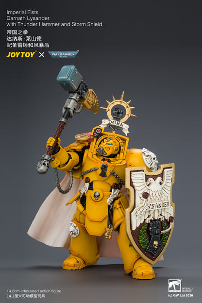 (8/8) Imperial Fists Darnath Lysander with Thunder Hammer and Storm Shield - Warhammer 40k 1/18 Action Figure By JOYTOY