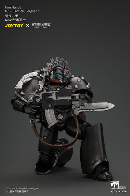 (29/10/2026) Iron Hands MkVI Tactical Sergeant with Bolter, Plasma Pistol & Power sword - "The Horus Heresy" Warhammer 1/18 Action Figure By JOYTOY