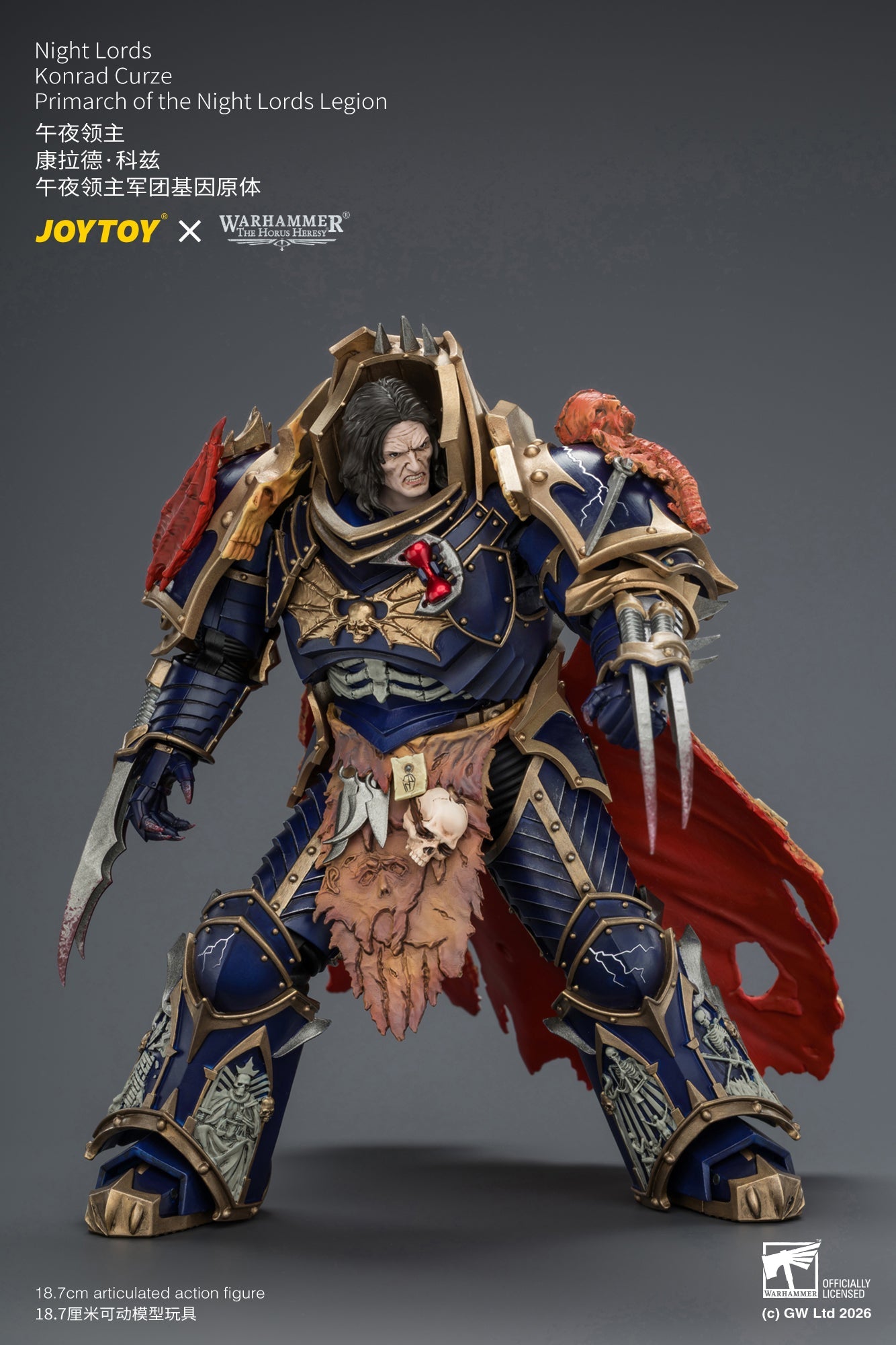 (25/8) Night Lords Konrad Curze Primarch of the Night Lords Legion - "The Horus Heresy" Warhammer 30k 1/18 Action Figure By JOYTOY