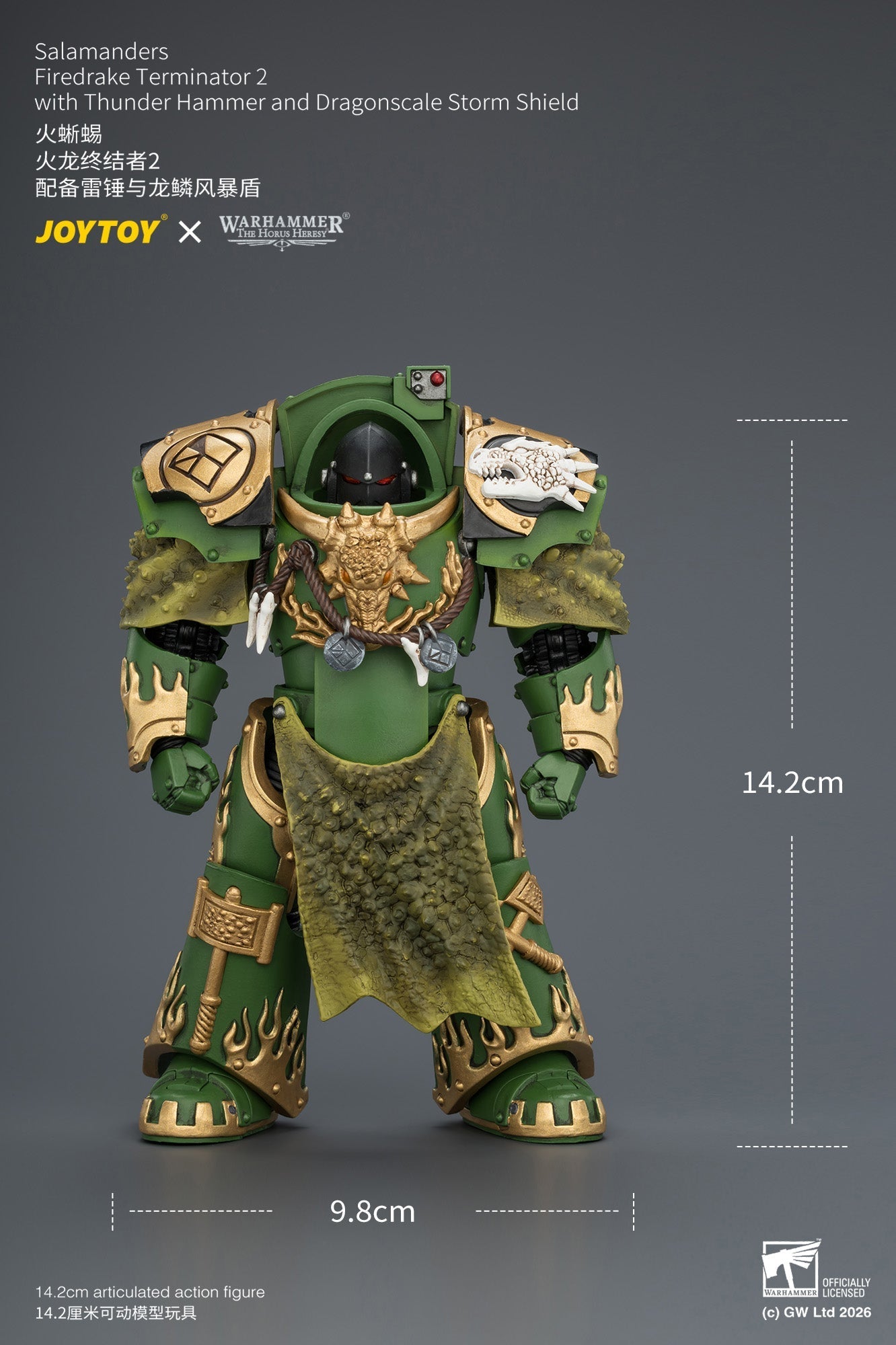 (15/7)Salamanders Firedrake Terminator 1 & Terminator 2 - "The Horus Heresy" Warhammer 40k 1/18 Action Figure By JOYTOY