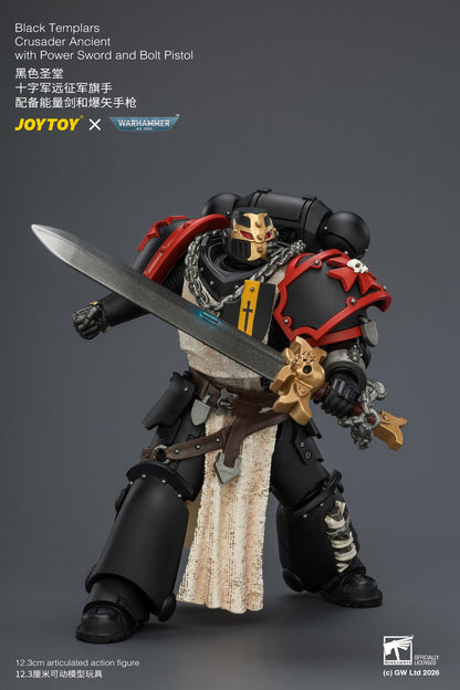 (25/7) Black Templars Crusader Ancient with Power Sword and Bolt Pistol - Warhammer 40K 1/18 Action Figure By JOYTOY
