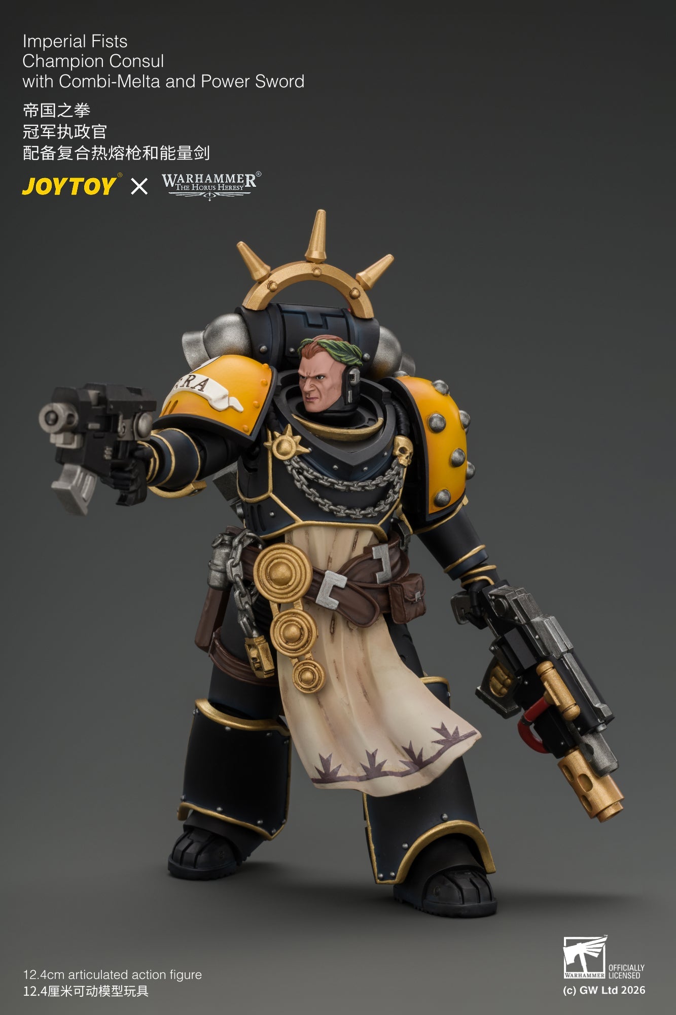 (18/9) Imperial Fists Champion Consul with Combi-Melta and Power Sword - Warhammer "The Horus Heresy" 1/18 Action Figure By JOYTOY
