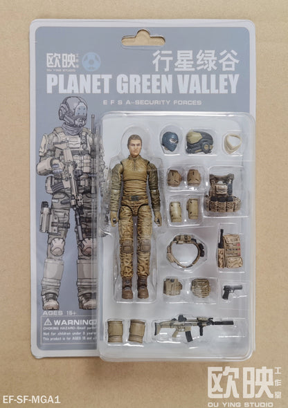 (INSTOCK) EFSA - Security Forces Blue Wing Group Male Military Figures - 1/18 Action Figure By Planet Green Valley