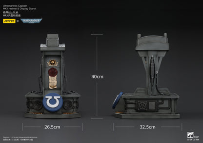 (15 MAR CUTOFF) Ultramarines Captain MkX Helmet & Display Stand- Warhammer 40k 1/1 Action Figure By JOYTOY