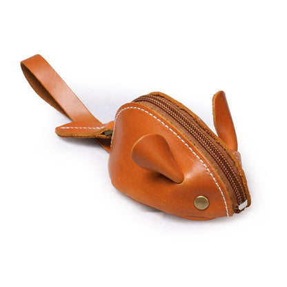 Leather Change Bag - Mouse Cartoon Key Bag