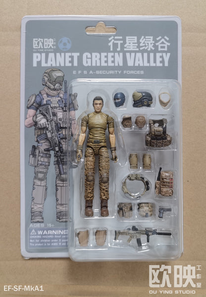 (INSTOCK) EFSA - Security Forces Blue Wing Group Male Military Figures - 1/18 Action Figure By Planet Green Valley