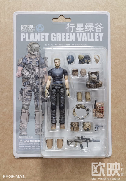 (INSTOCK) EFSA - Security Forces Blue Wing Group Male Military Figures - 1/18 Action Figure By Planet Green Valley