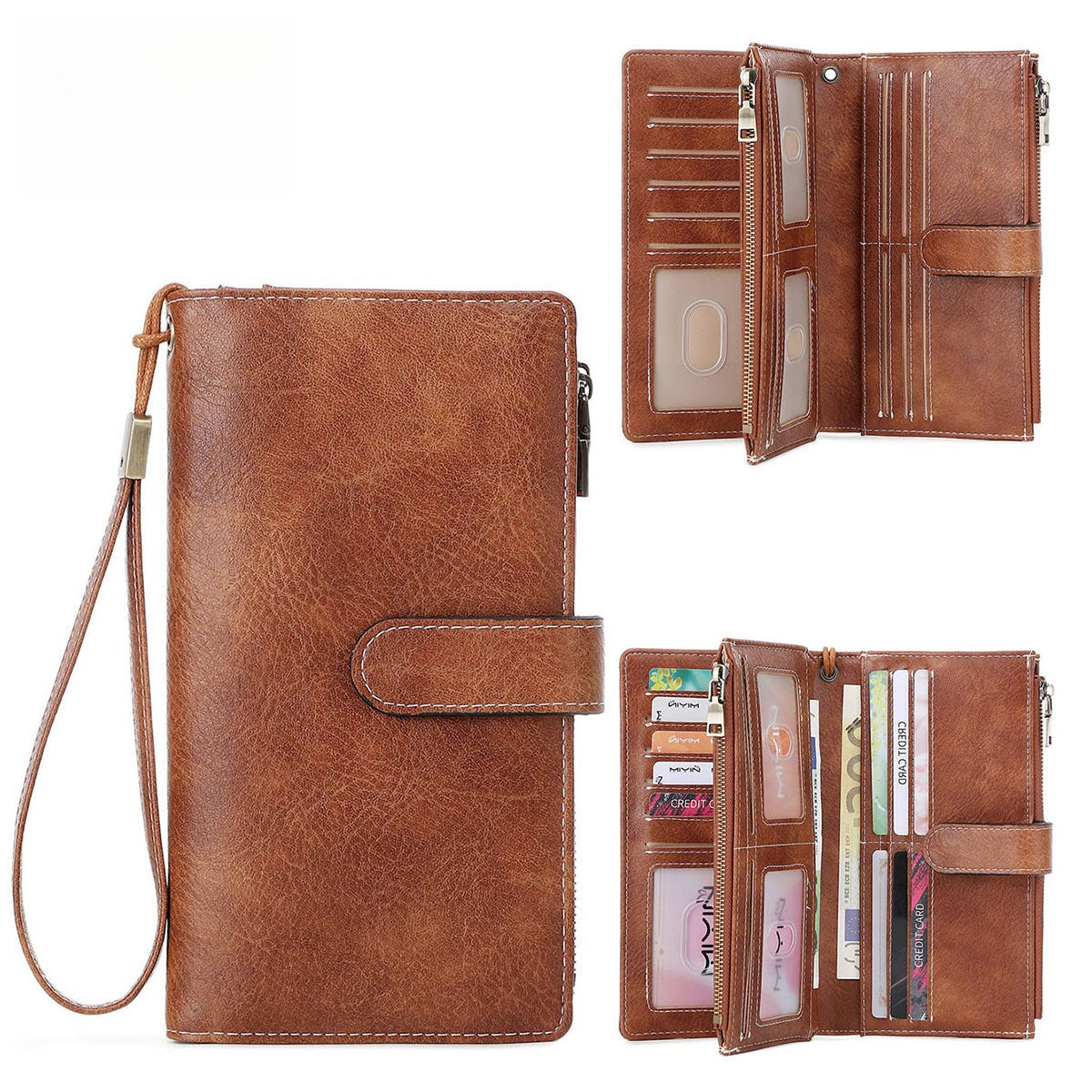 Ladies Leather Bag - Solid Color Clutch Bag