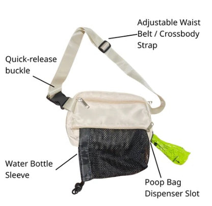 Dog Walking Bag (waist & crossbody) (White)