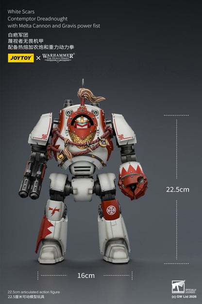 (20 MAR CUTOFF) White Scars Qin Xa & Hibou Khan &Contemptor Dreadnought-Warhammer 40k 1/18 Action Figure By JOYTOY