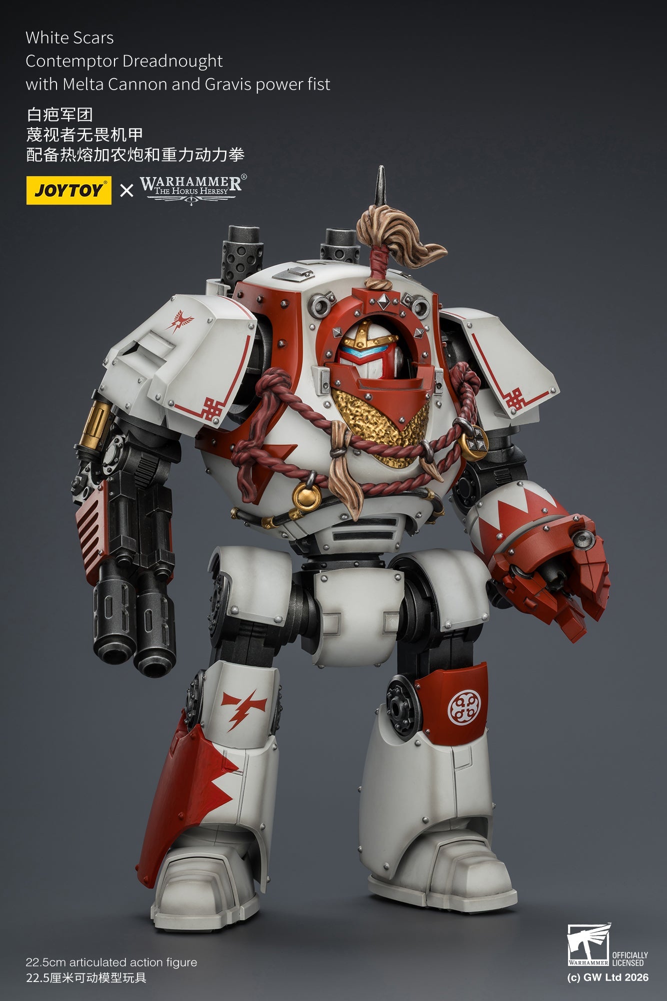 (20 MAR CUTOFF) White Scars Qin Xa & Hibou Khan &Contemptor Dreadnought-Warhammer 40k 1/18 Action Figure By JOYTOY