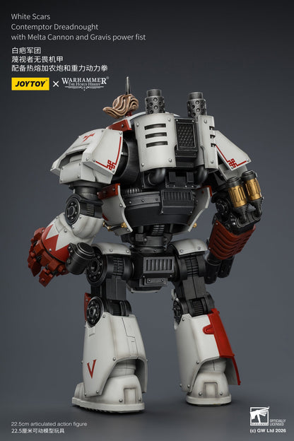 (20 MAR CUTOFF) White Scars Qin Xa & Hibou Khan &Contemptor Dreadnought-Warhammer 40k 1/18 Action Figure By JOYTOY