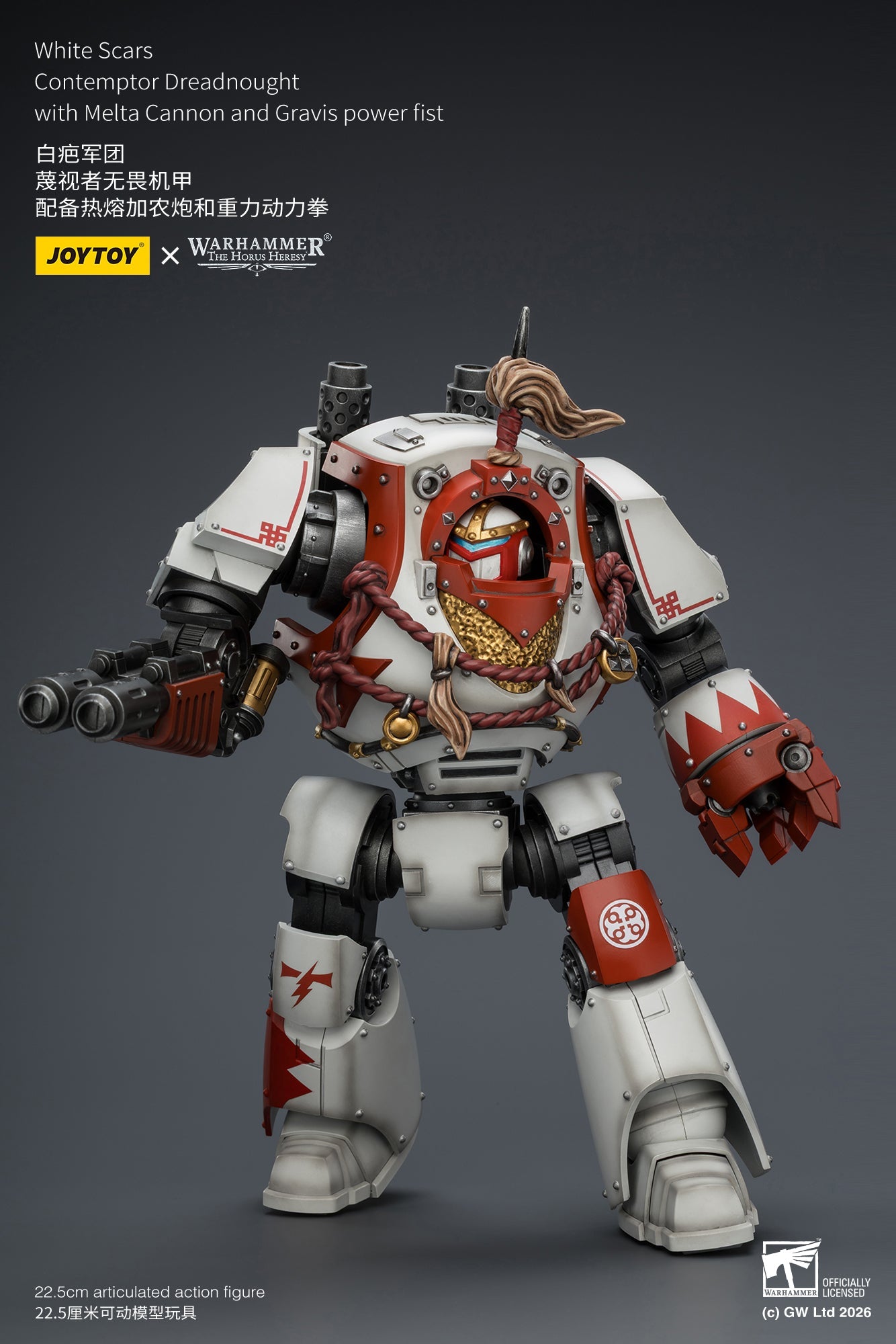 (20 MAR CUTOFF) White Scars Qin Xa & Hibou Khan &Contemptor Dreadnought-Warhammer 40k 1/18 Action Figure By JOYTOY