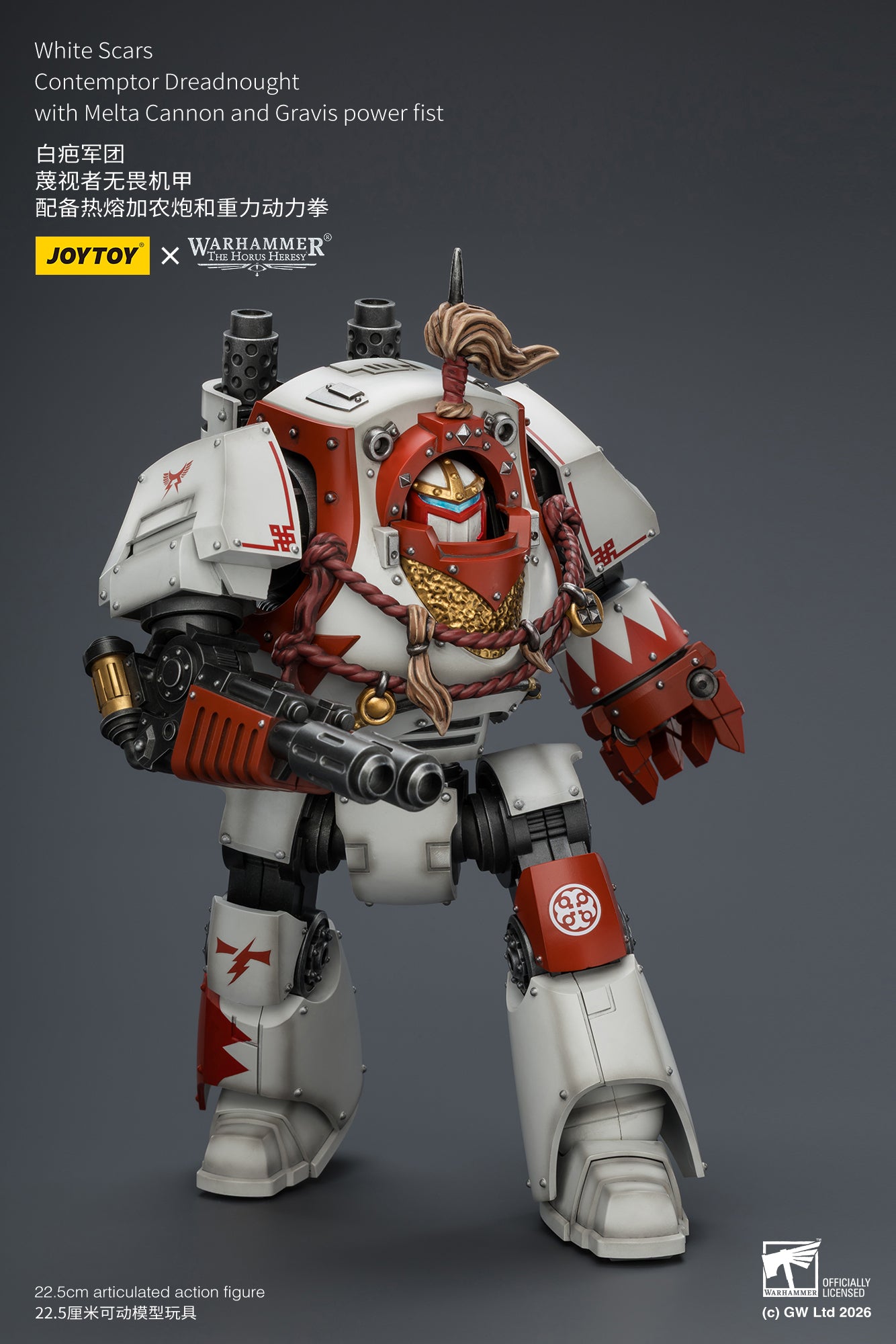 (20 MAR CUTOFF) White Scars Qin Xa & Hibou Khan &Contemptor Dreadnought-Warhammer 40k 1/18 Action Figure By JOYTOY
