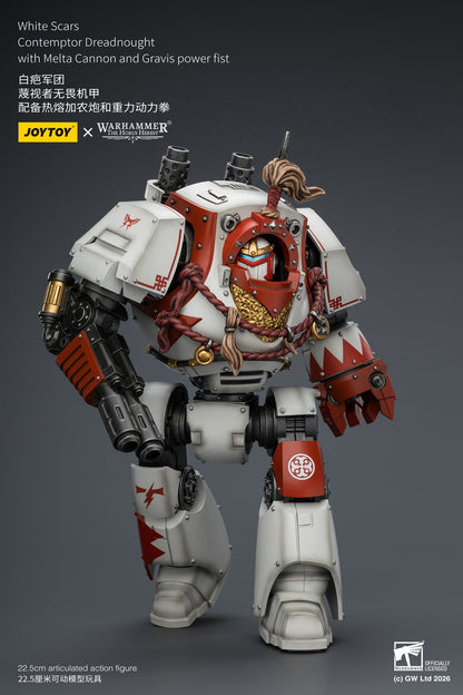 (20 MAR CUTOFF) White Scars Qin Xa & Hibou Khan &Contemptor Dreadnought-Warhammer 40k 1/18 Action Figure By JOYTOY