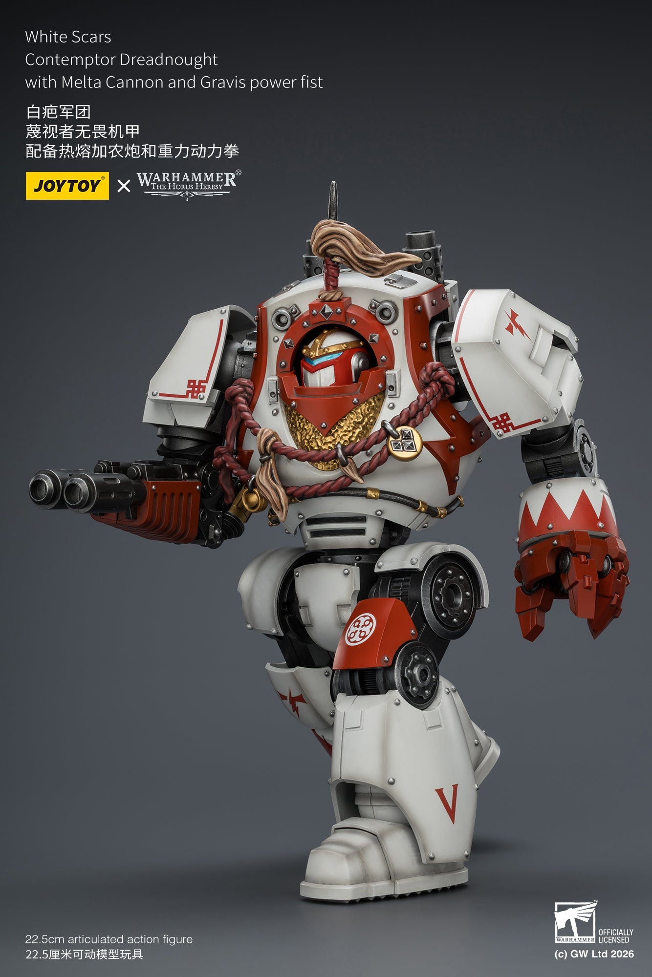 (20 MAR CUTOFF) White Scars Qin Xa & Hibou Khan &Contemptor Dreadnought-Warhammer 40k 1/18 Action Figure By JOYTOY