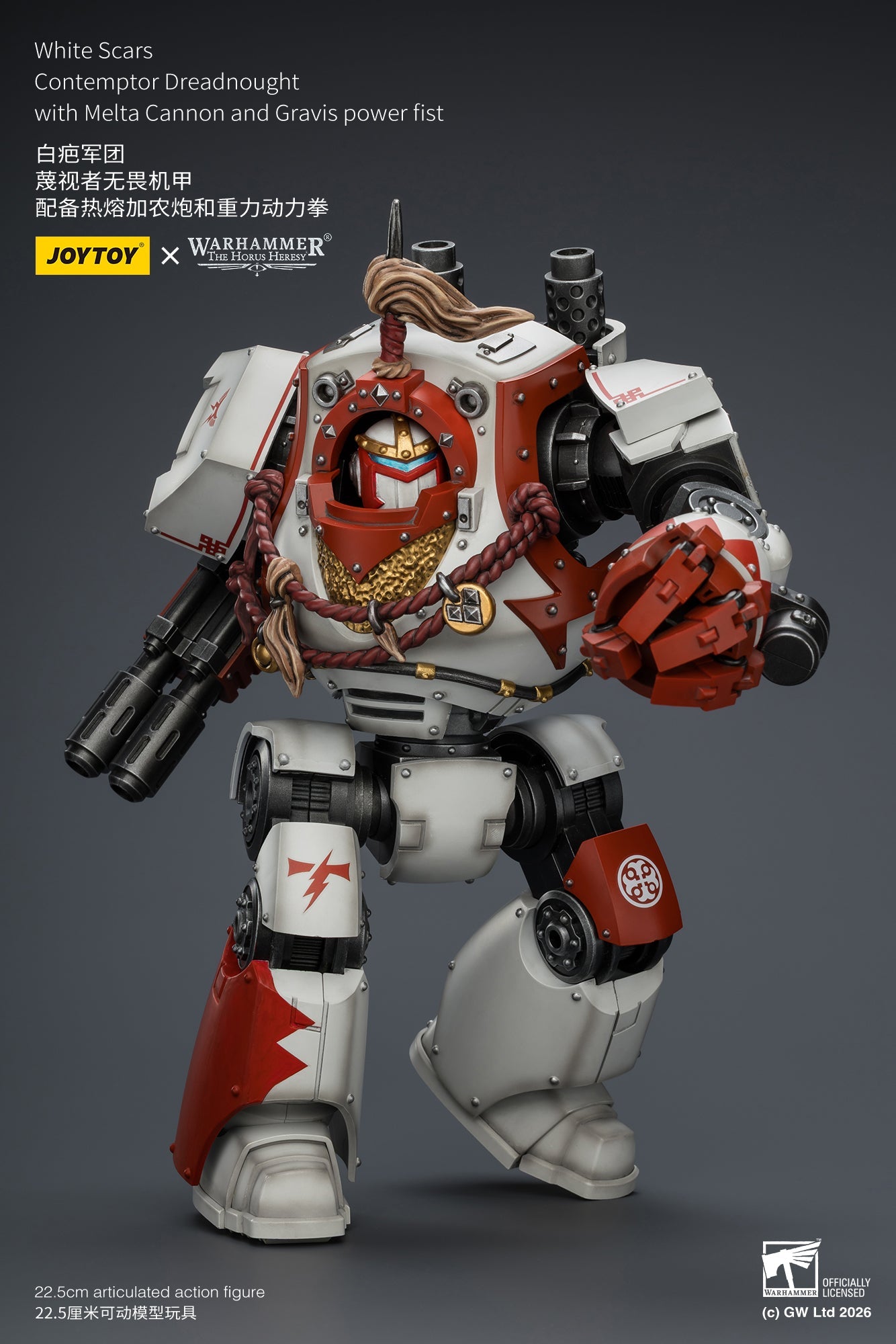 (20 MAR CUTOFF) White Scars Qin Xa & Hibou Khan &Contemptor Dreadnought-Warhammer 40k 1/18 Action Figure By JOYTOY
