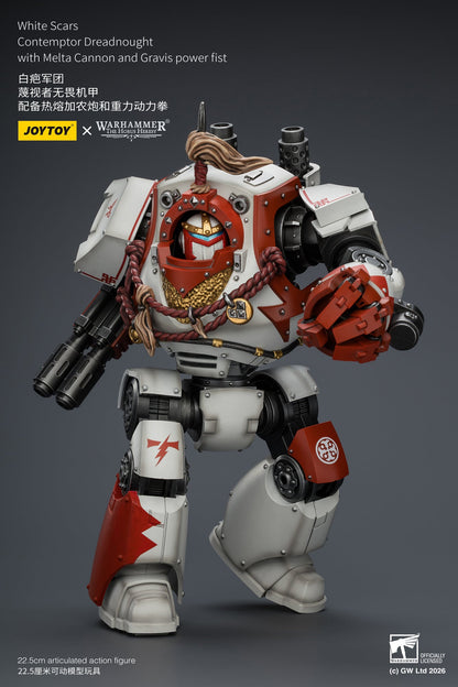 (20 MAR CUTOFF) White Scars Qin Xa & Hibou Khan &Contemptor Dreadnought-Warhammer 40k 1/18 Action Figure By JOYTOY